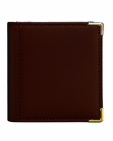 Premium Brown Genuine Leather Wallet with Gold Metal Corners